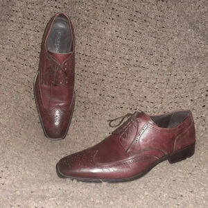 EXTON-Italy-Oxblood/Burgundy Leather Wingtip/Brogue-Sz 42-Excellent